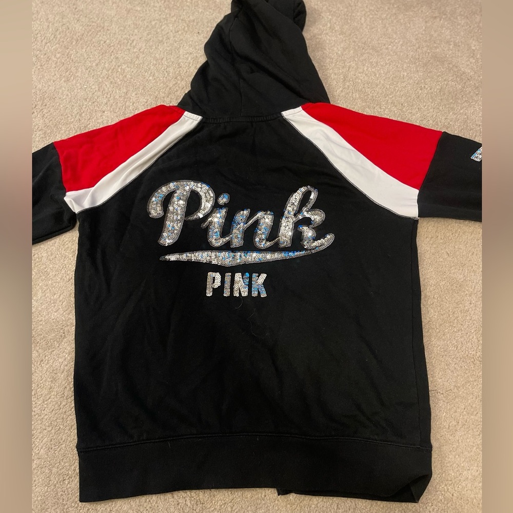 VS PINK Full Zip Sequined Hoodie Size L